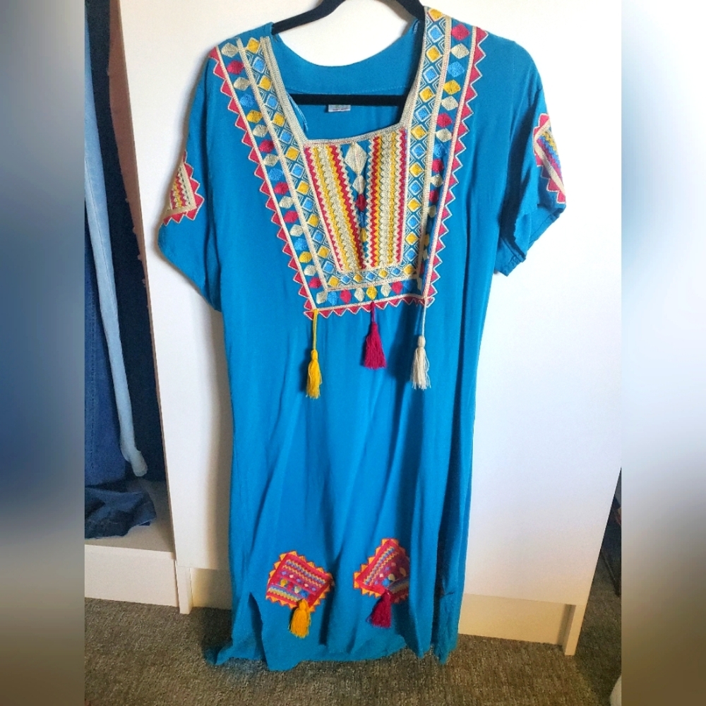 H.W. BRSY Boho Tasseled Cotton Dress
